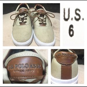 U.S Polo Association Khaki Canvas shoes youth sz 6